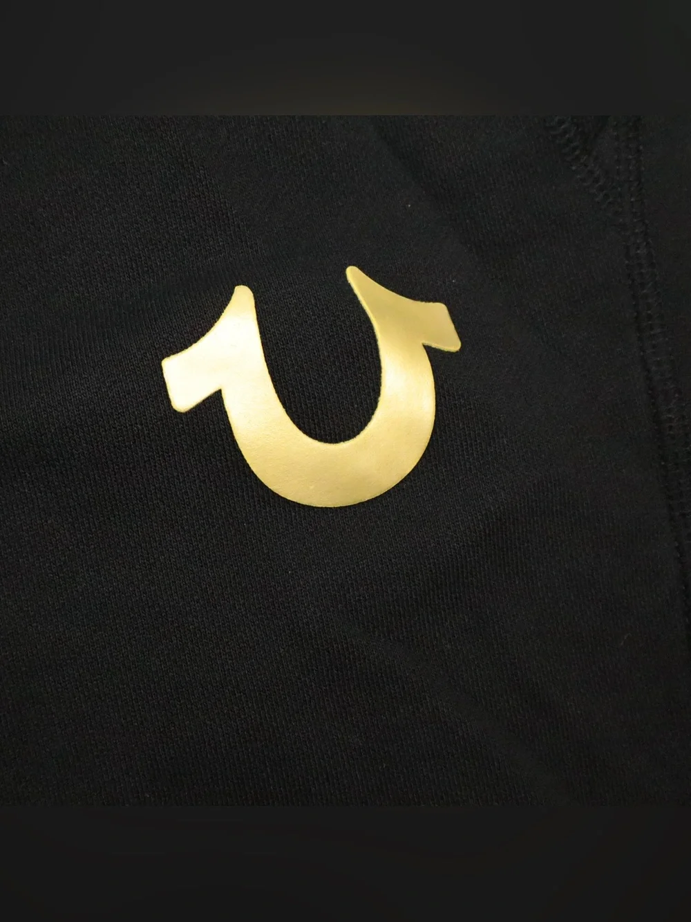 True Religion Unisex Black Joggers Gold Metallic Horseshoe Logo Size M